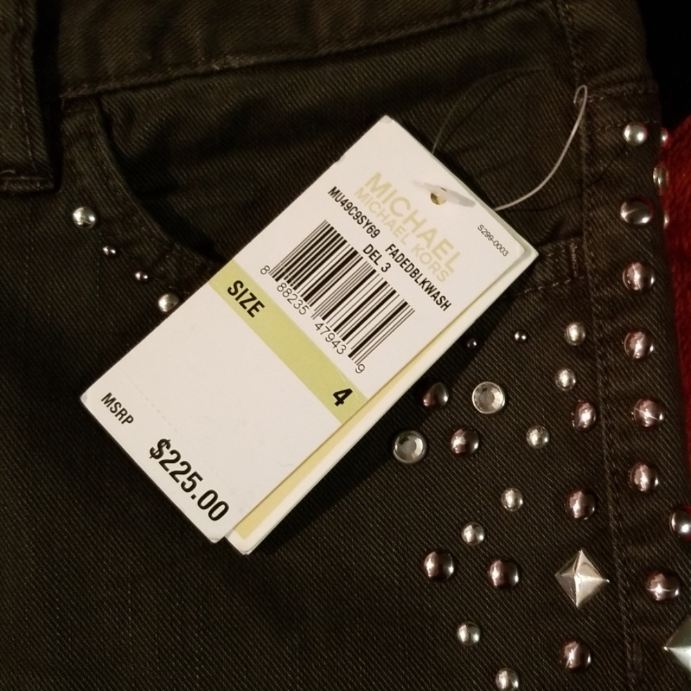 Bell bottom studded jeans.  Low riders for a tall